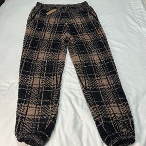 SKIMS Black and Tan Plaid Kids Joggers